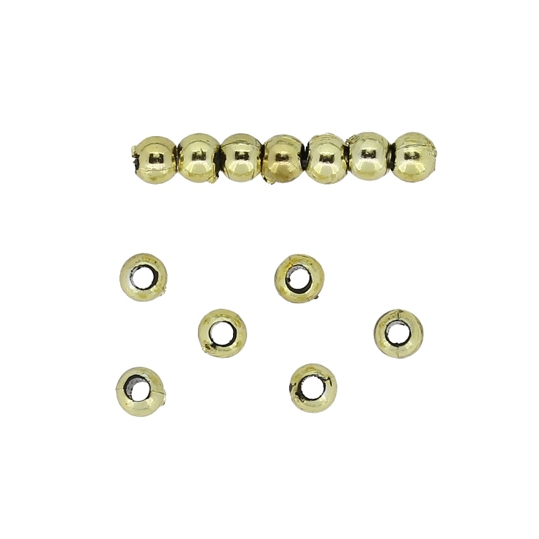 METAL PLATED PLASTIC / CCB PENDANTS ССВ - BALL - 3mm GOLD - PACKAGE 500g Hole-1.2mm (43500pcs.)