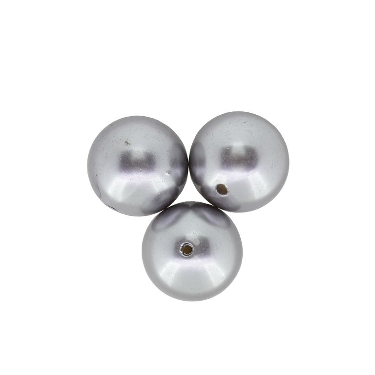 ACRYLIC IMITATION PLASTIC PEARLS - BALL - 20mm GRAY (LIGHT) - PACKAGE 500g Hole-2.5mm (116pcs.)