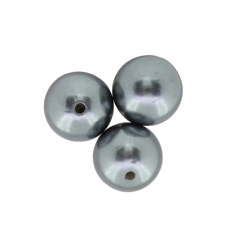 ACRYLIC IMITATION PLASTIC PEARLS - BALL - 22mm GRAY - PACKAGE 500g Hole-3.0mm (90pcs.)