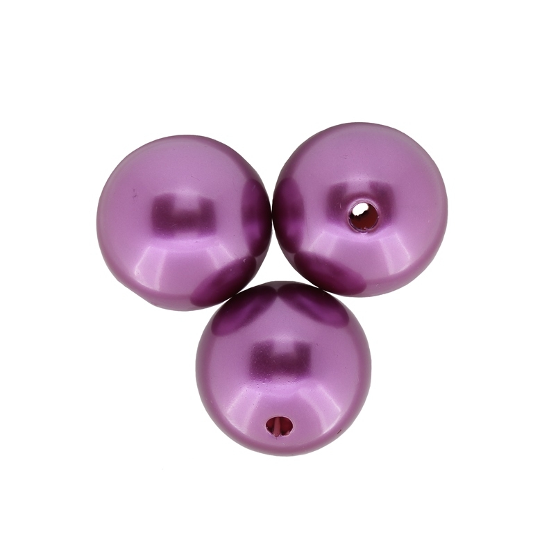 ACRYLIC IMITATION PLASTIC PEARLS - BALL - 24mm ROSE DUST (DARK) - 50g Hole-3.5mm (6pcs.)