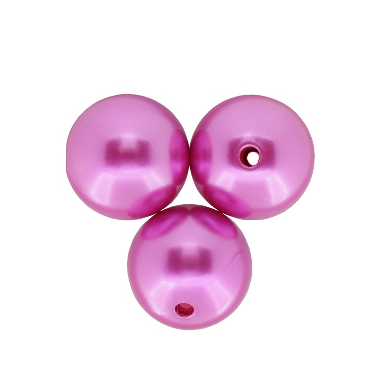 ACRYLIC IMITATION PLASTIC PEARLS - BALL - 24mm CYCLAMEN - PACKAGE 500g Hole-3.5mm (68pcs.)