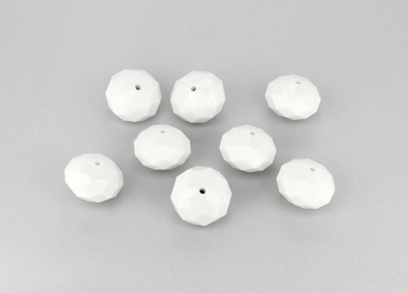 OPAQUE PLASTIC BEADS - WASHER FACETED - 13x19mm WHITE 00 - PACKAGE 500g Hole-2.0mm (200pcs.)