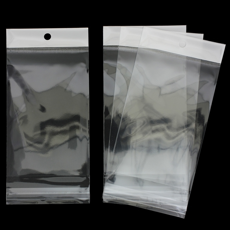 PACKAGING - CELLOPHANE BAG WITH WHITE POST - 8.5x12+4cm (40µ) - 200pcs.