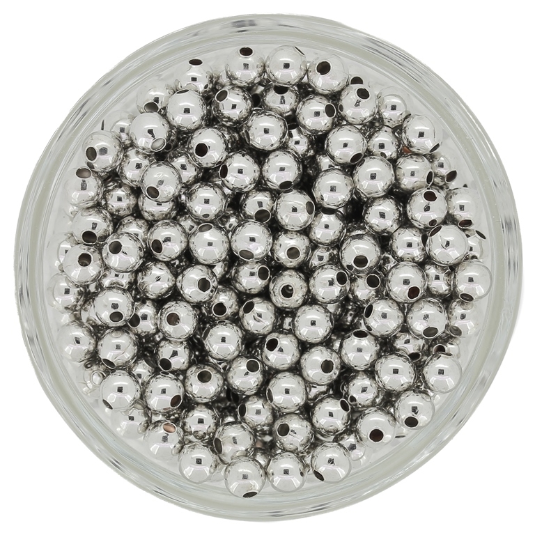 METAL BEADS FOR STRINGING - BALL - 4mm NICKEL - 2500pcs. Hole-1.2mm