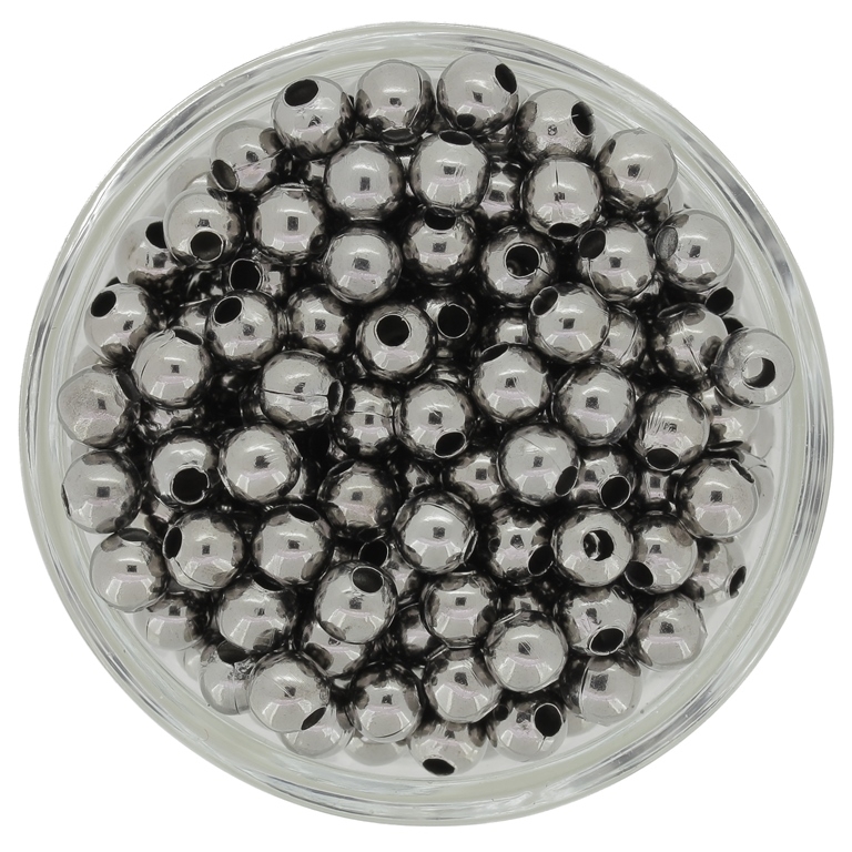 METAL BEADS FOR STRINGING - BALL - 5mm OXIDIZED - 250pcs. Hole-2.0mm