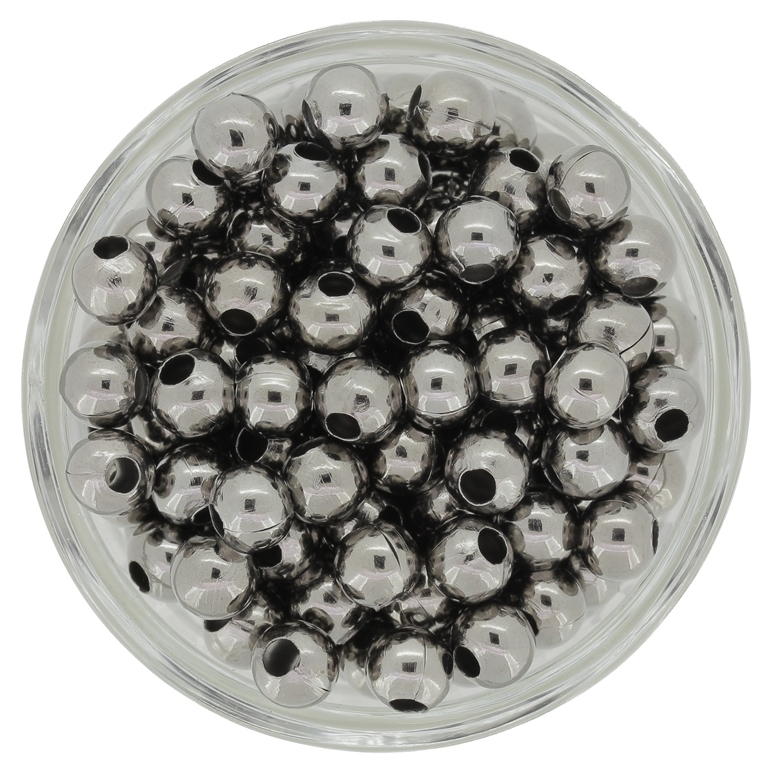 METAL BEADS FOR STRINGING - BALL - 6mm OXIDIZED - 100pcs. Hole-2.5mm