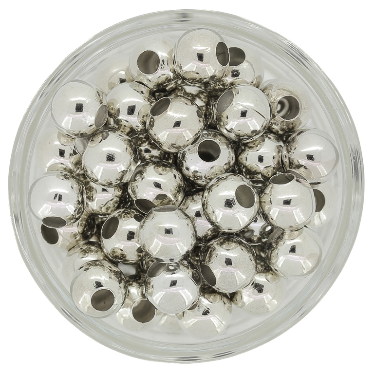 METAL BEADS FOR STRINGING - BALL - 8mm NICKEL - 50pcs. Hole-2.8mm