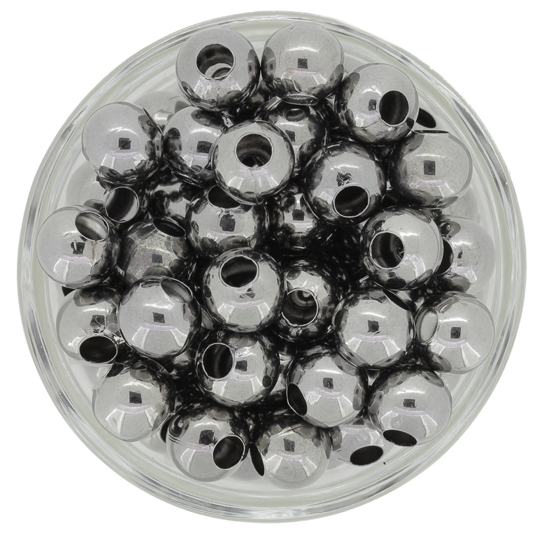 METAL BEADS FOR STRINGING - BALL - 8mm OXIDIZED - 50pcs. Hole-2.8mm