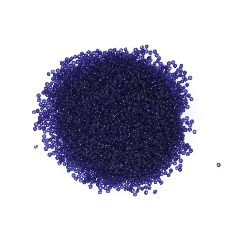 GLASS SEED BEADS - BALL 2mm - TRANSPARENT - BLUE (DARK) 8 - PACKAGE 450g Hole-0.8mm