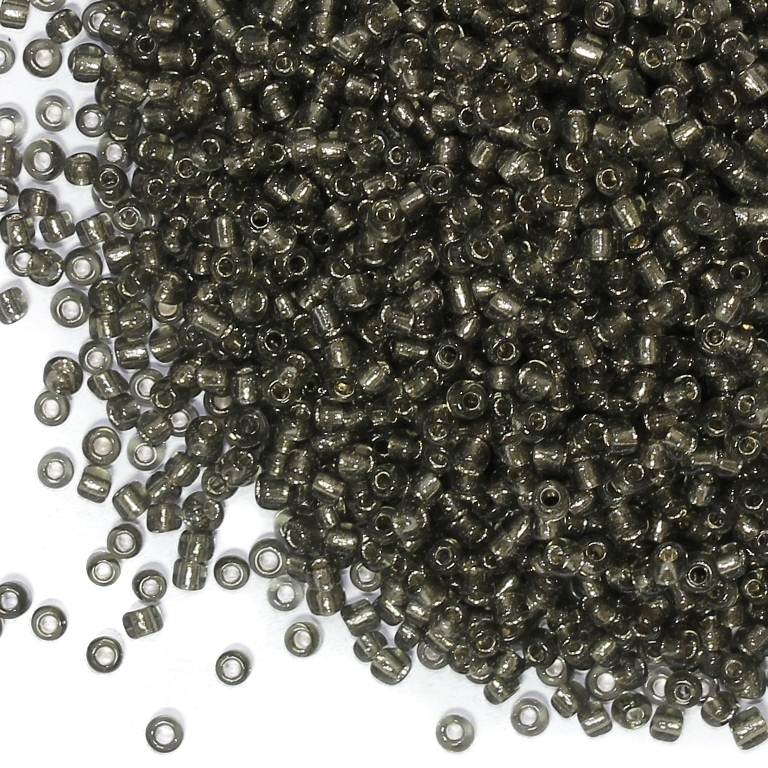 GLASS SEED BEADS - BALL 3mm - SILVER LINED - GRAY 52 - 50g Hole-1.0mm