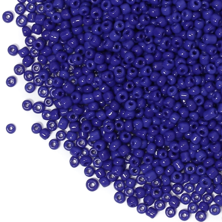 GLASS SEED BEADS - BALL 3mm - OPAQUE - BLUE (DARK) 48 - 50g Hole-1.0mm