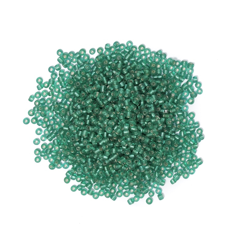 GLASS SEED BEADS - BALL 4mm - SILVER LINED - TURQUOISE 51А - PACKAGE 450g Hole-1.5mm