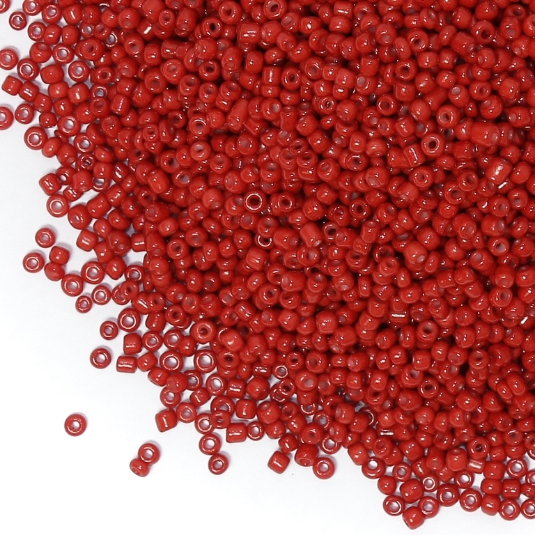 GLASS SEED BEADS - BALL 2mm - OPAQUE - RED 45 - 50g Hole-0.8mm