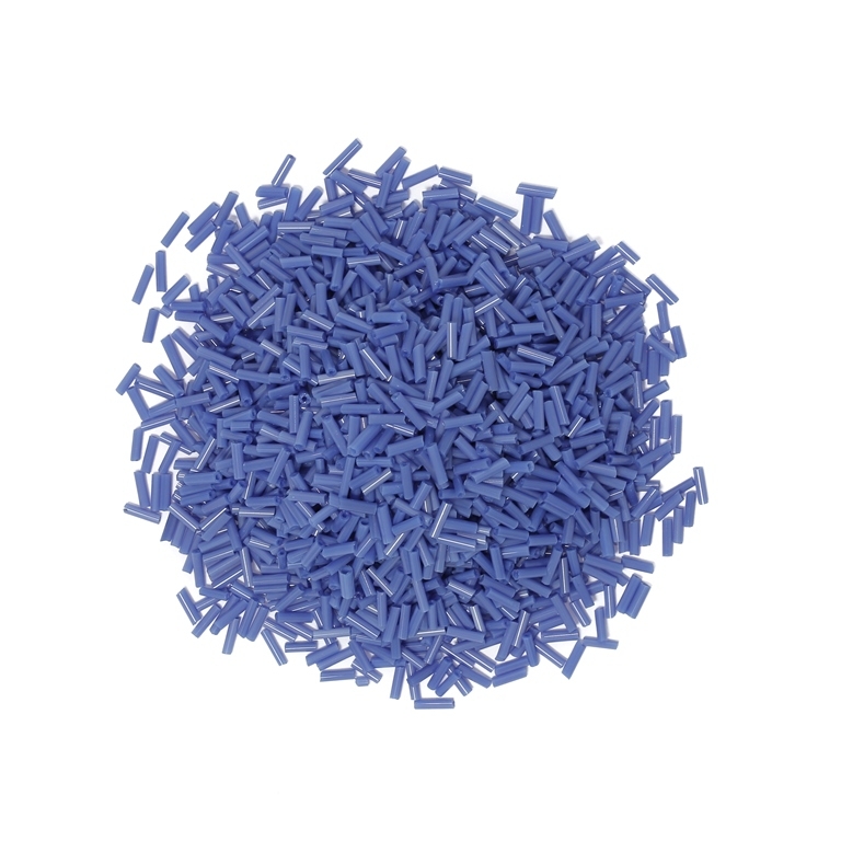 GLASS SEED BEADS - BUGLES 6x2mm - THICK - BLUE 43В - PACKAGE 450g Hole-0.8mm