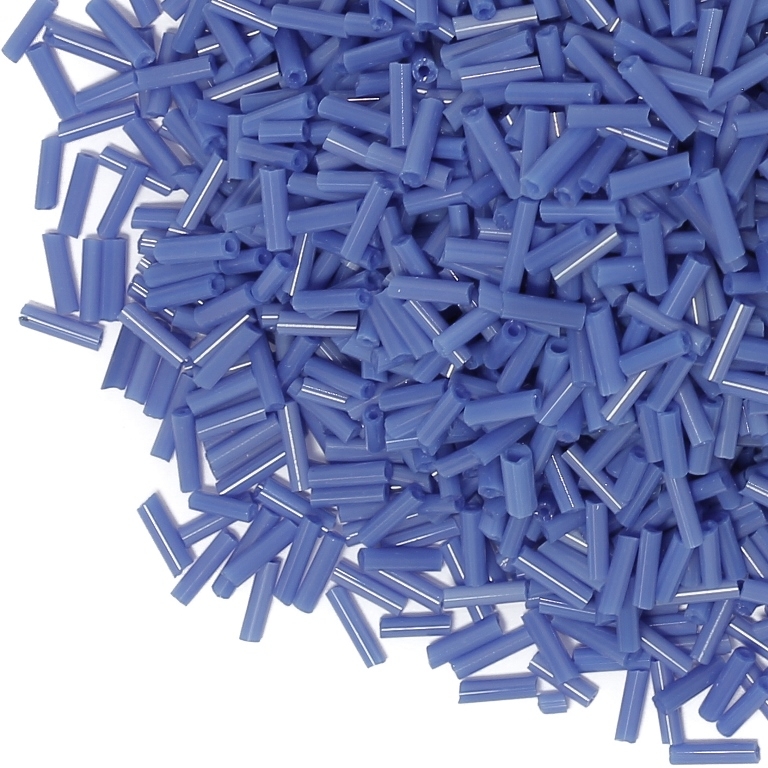 GLASS SEED BEADS - BUGLES 6x2mm - THICK - BLUE 43В - 50g Hole-0.8mm