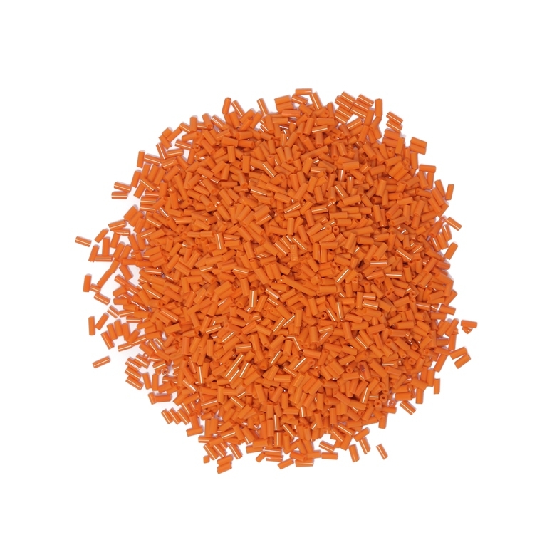 GLASS SEED BEADS - BUGLES 4.5x2mm - THICK - ORANGE 50 - PACKAGE 450g Hole-0.8mm