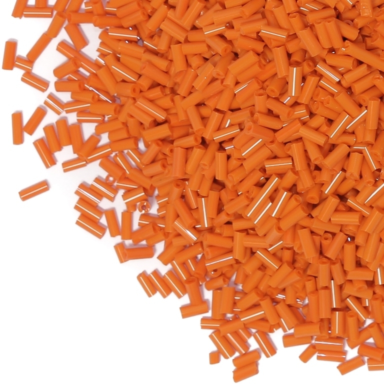 GLASS SEED BEADS - BUGLES 4.5x2mm - THICK - ORANGE 50 - 50g Hole-0.8mm