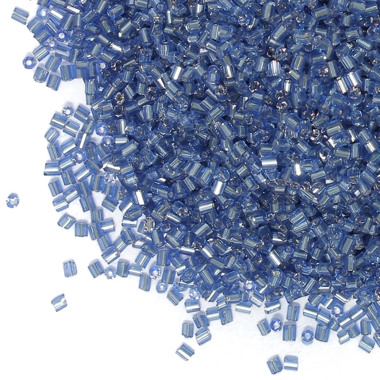 GLASS SEED BEADS - 2 CUT 2x2mm - SILVER THREAD - BLUE (LIGHT) 26 - 50g Hole-0.8mm