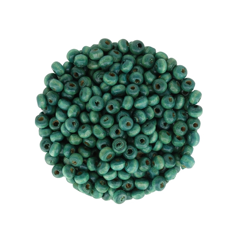 WOODEN BEADS - BALL SHAPED - 3x4mm TURQUOISE GREEN - 50g Hole-2.0mm (2400pcs.)