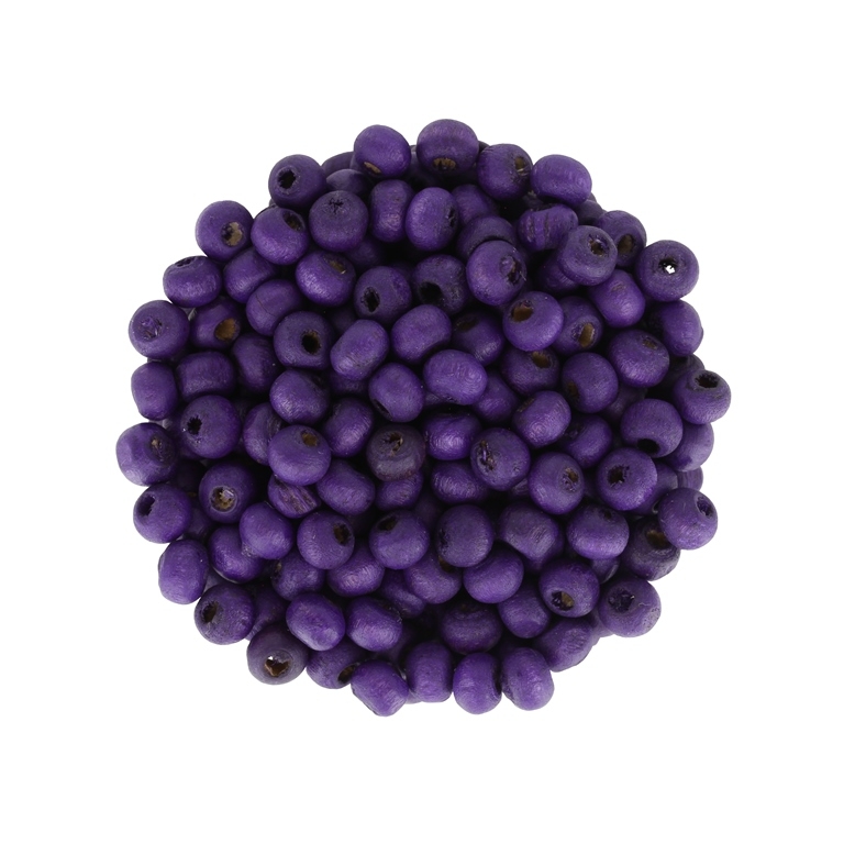 WOODEN BEADS - BALL SHAPED - 4x6mm PURPLE (DARK) (MATTE) - PACKAGE 500g Hole-2.0mm (12600pcs.)