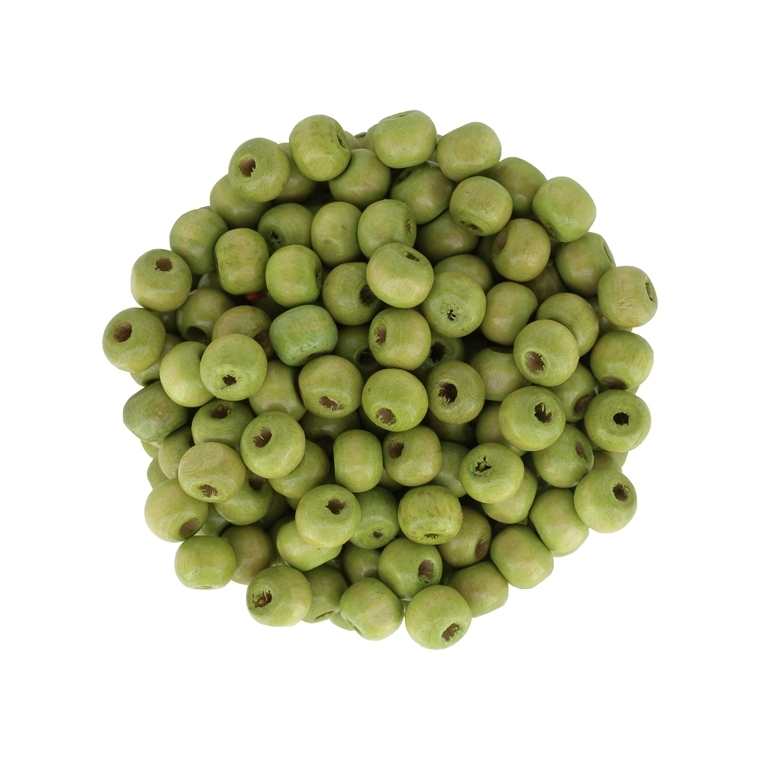 WOODEN BEADS - BALL SHAPED - 5x6mm GREEN (LIGHT) - PACKAGE 500g Hole-2.0mm (7000pcs.)