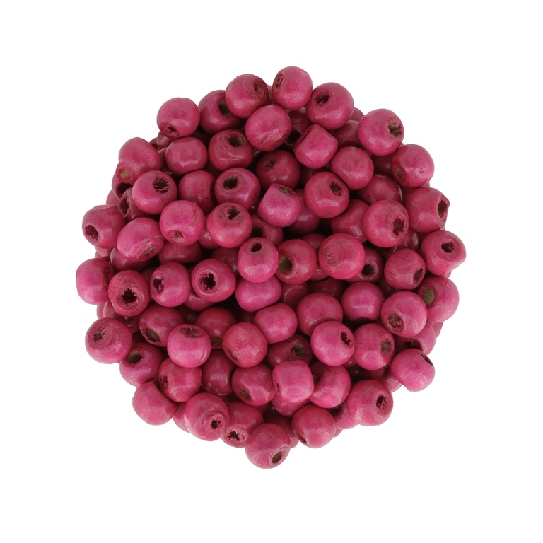 WOODEN BEADS - BALL SHAPED - 5x7mm CYCLAMEN - 50g Hole-2.0mm (700pcs.)