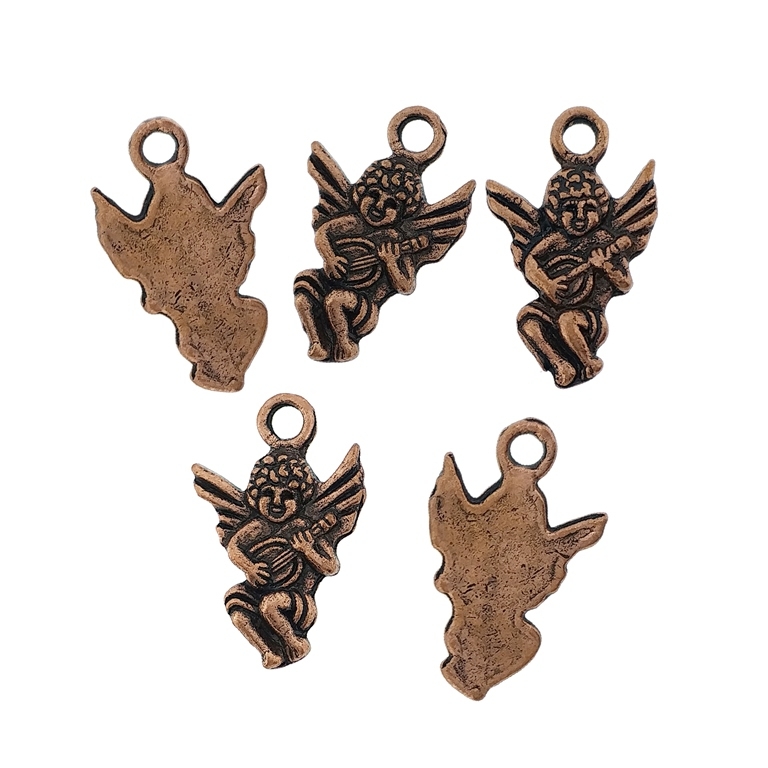 METAL BEADS - PENDANT - ANGEL 03 - 11x18x1.5mm ANTIQUE BRASS - PACKAGE 150pcs. Hole-2.0mm