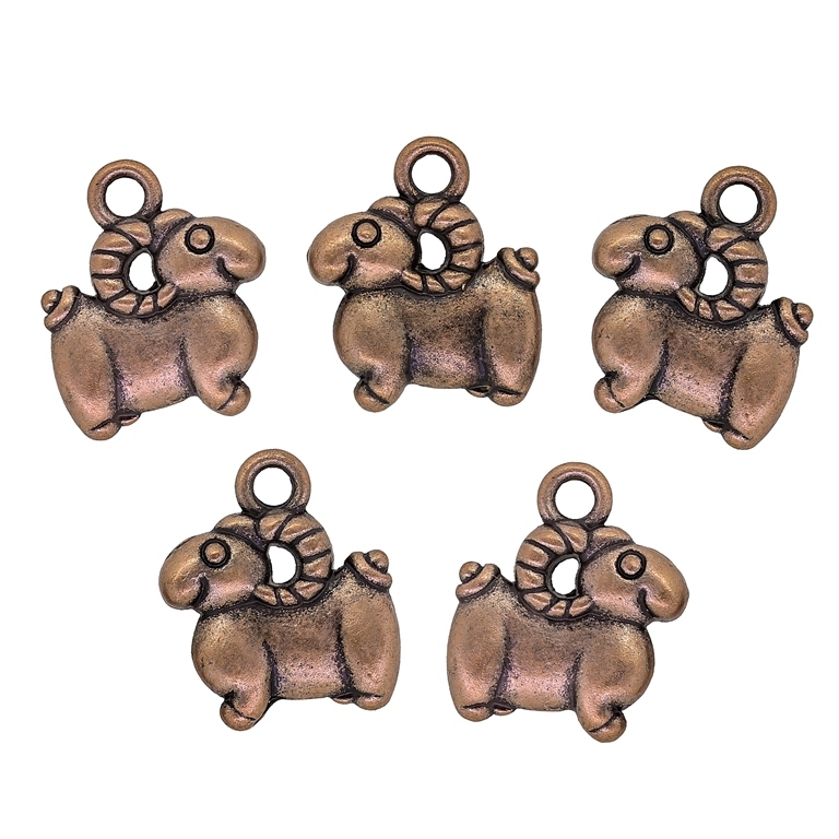 METAL BEADS - PENDANT - RAM 02 - 12x14.5x3mm ANTIQUE BRASS - PACKAGE 70pcs. Hole-2.0mm