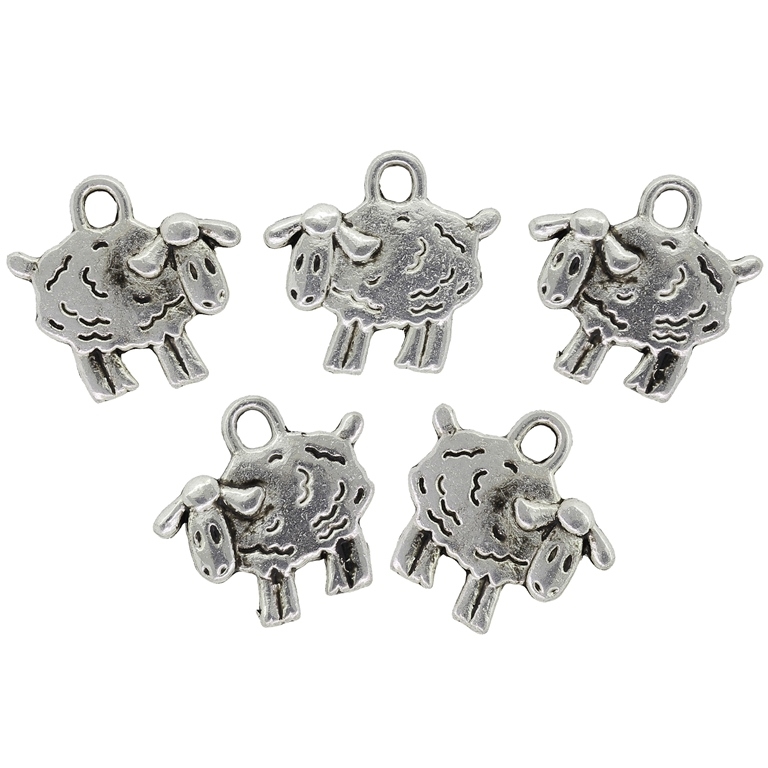 METAL BEADS - PENDANT - SHEEP 01 - 15x14.5x1.8mm NICKEL - 10pcs. Hole-2.2mm