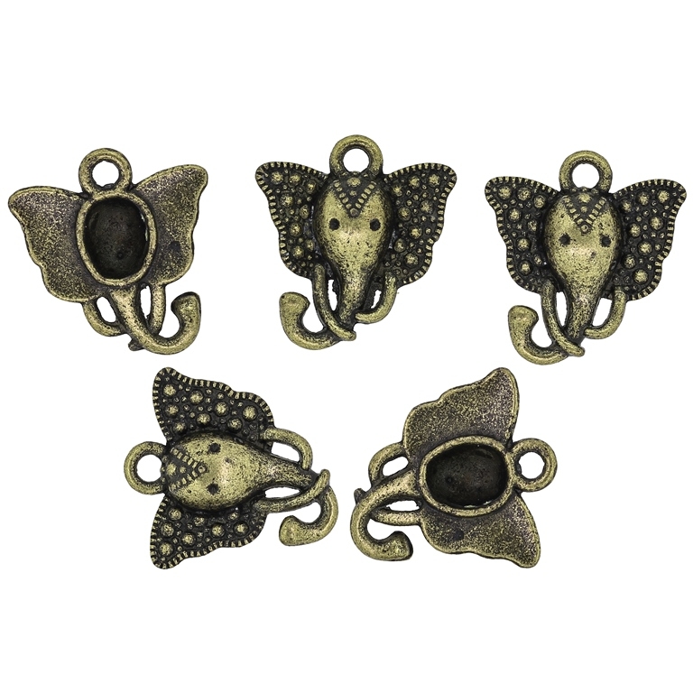 METAL BEADS - PENDANT - ELEPHANT 02 - 15x16x4mm ANTIQUE BRONZE - 10pcs. Hole-2.0mm