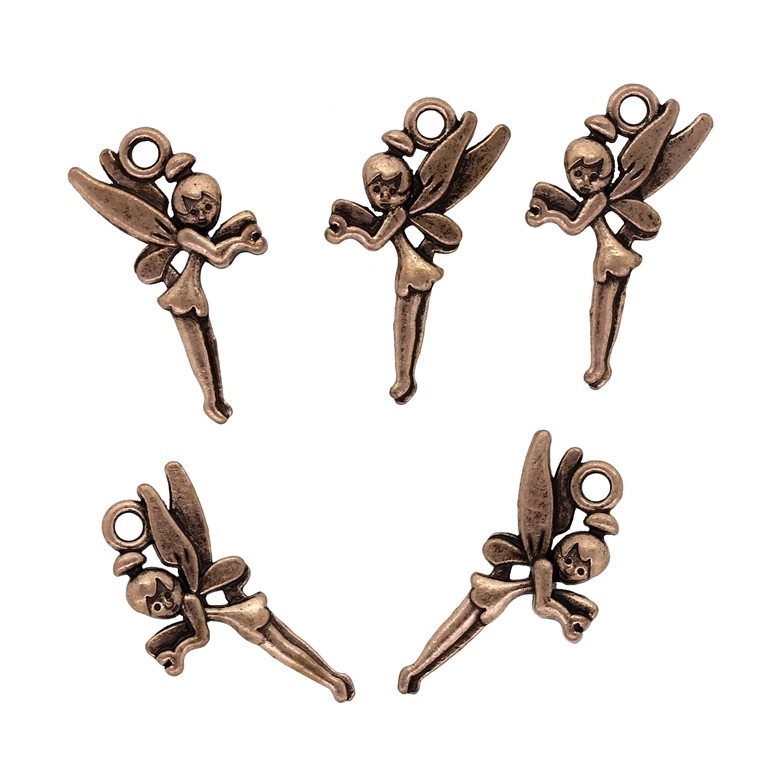 METAL BEADS - PENDANT - FAIRY 01 - 14x25x2.5mm ANTIQUE BRASS - PACKAGE 90pcs. Hole-2.2mm