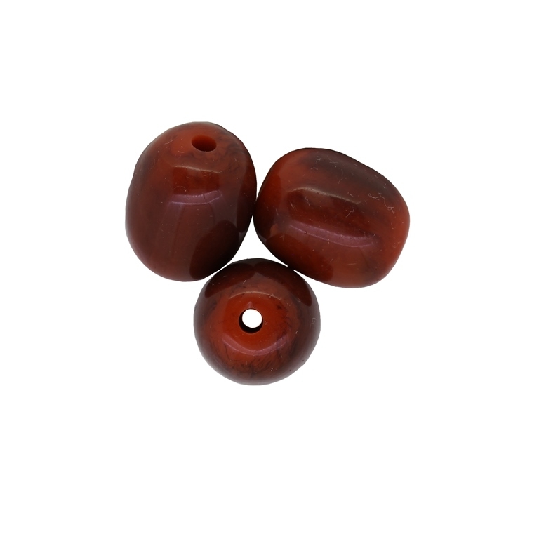 PLASTIC BEADS - OVAL - 18x15mm ORANGE (DARK) AND BROWN - 50g Hole-3.0mm (19pcs.)