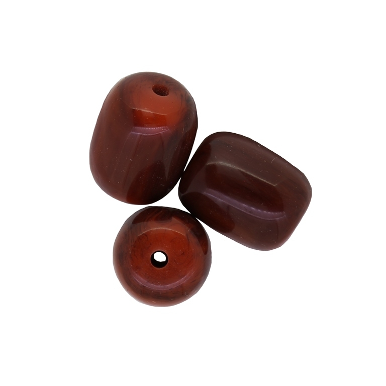 PLASTIC BEADS - OVAL - 21x16mm ORANGE (DARK) AND BROWN - 50g Hole-3.0mm (12pcs.)