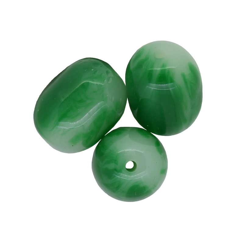 PLASTIC BEADS - OVAL - 27x20mm GREEN - 500g Hole-3.0mm (65pcs.)