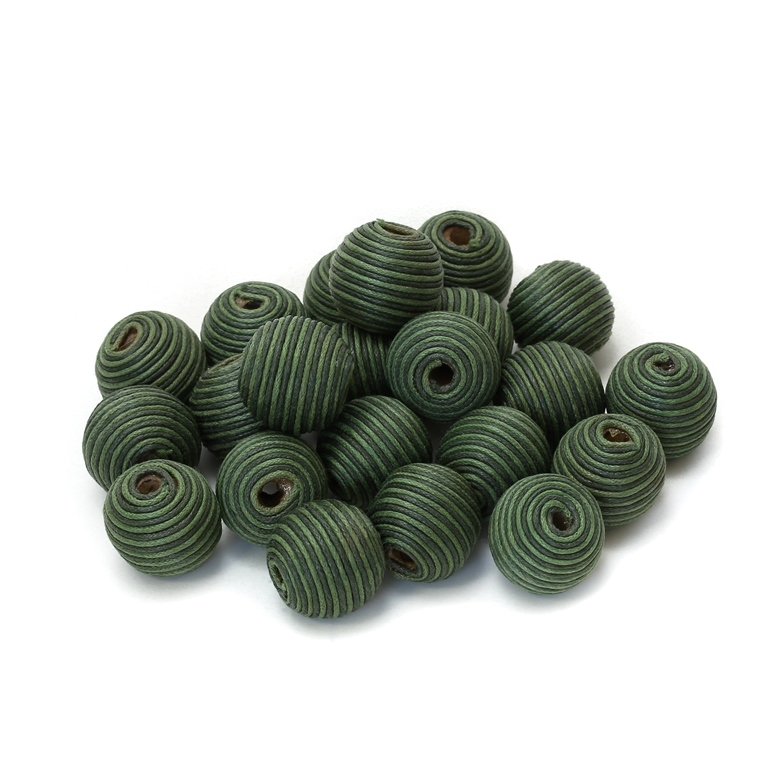 BALL WITH THREAD - COTTON - 20mm GREEN-GREEN (DARK) - PACKAGE 50pcs. Hole-3.5mm