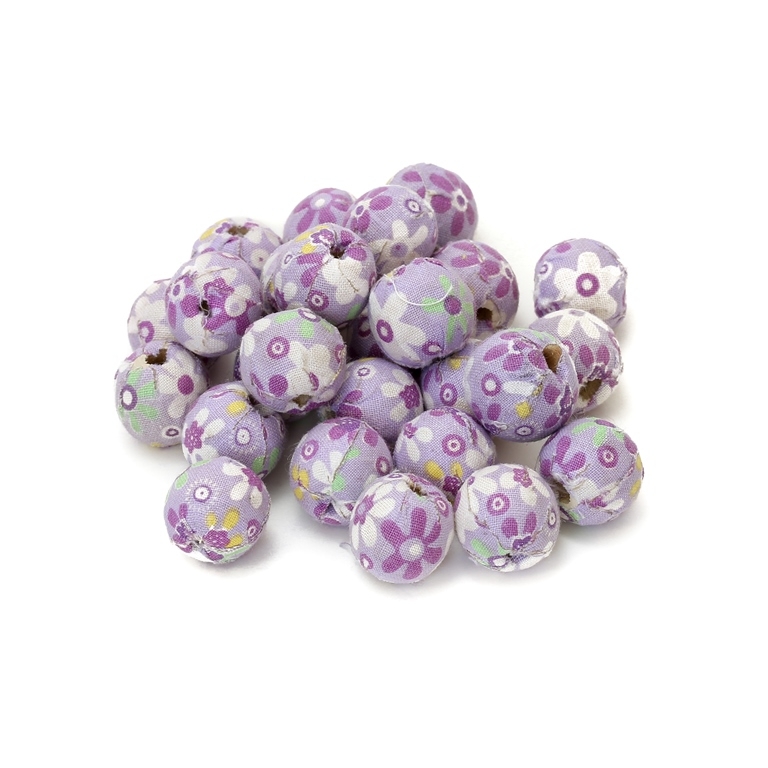 BALL WITH FABRIC - 18mm PURPLE - 50pcs. Hole-3.5mm