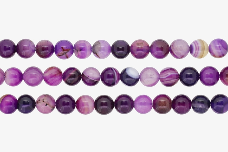 NATURAL STONE BEADS - AGATE PURPLE - 10mm - PACKAGE (3x38pcs.) Hole-1.8mm