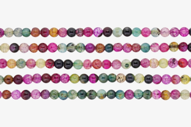 NATURAL STONE BEADS - DRAGON VEINS MIX - 6mm - PACKAGE (5x64pcs.) Hole-1.0mm