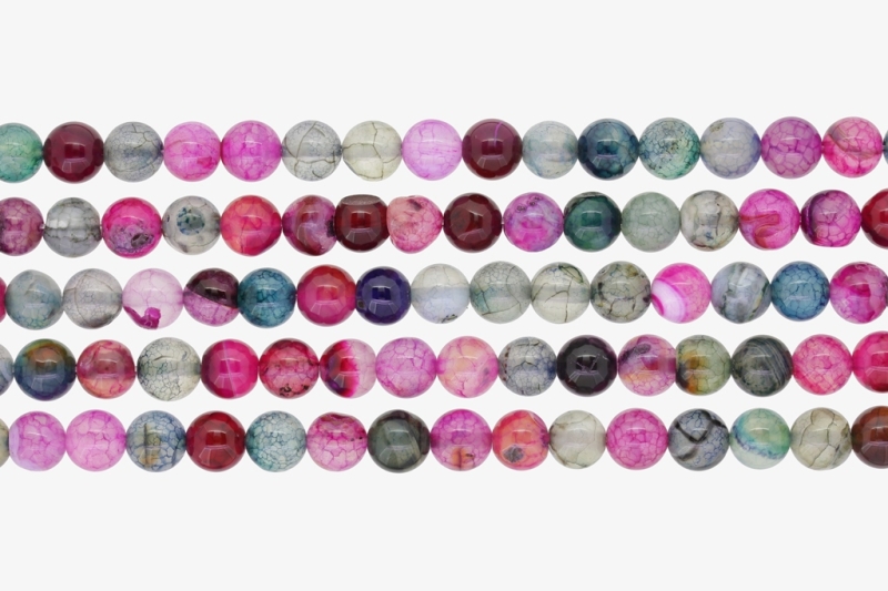 NATURAL STONE BEADS - DRAGON VEINS MIX - 8mm - PACKAGE (5x48pcs.) Hole-1.6mm