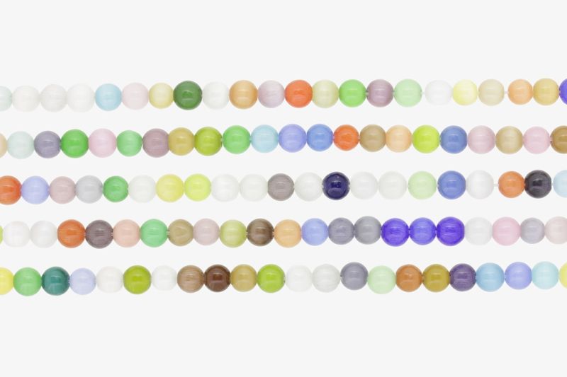 NATURAL STONE BEADS - CAT'S EYE COLORED - 6mm - PACKAGE (5x64pcs.) Hole-1.0mm