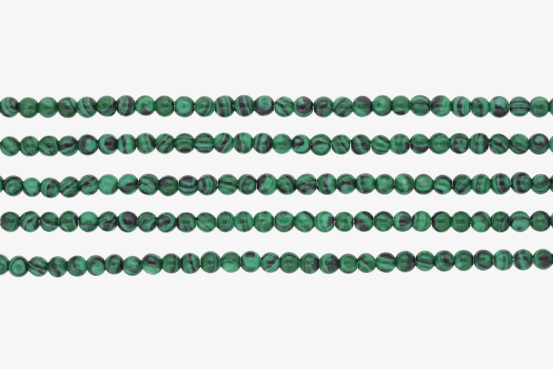 NATURAL STONE BEADS - MALACHITE - 4mm - PACKAGE (5x94pcs.) Hole-1.0mm