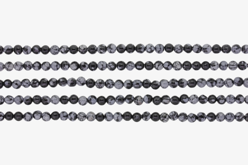 NATURAL STONE BEADS - ONYX SNOWFLAKE - 4mm - PACKAGE (5x94pcs.) Hole-1.0mm