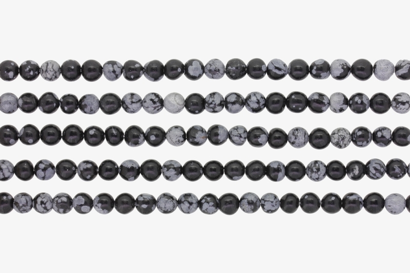 NATURAL STONE BEADS - ONYX SNOWFLAKE - 6mm - PACKAGE (5x64pcs.) Hole-1.0mm