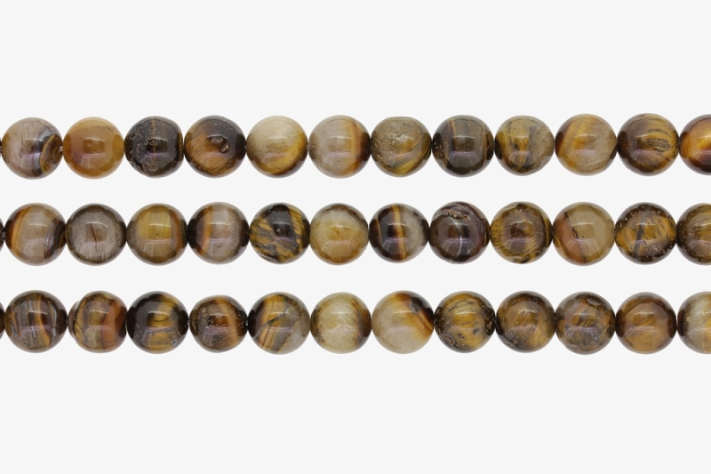 NATURAL STONE BEADS - TIGER'S EYE - 10mm - SECOND-RATE - PACKAGE (3x38pcs.) Hole-1.2mm