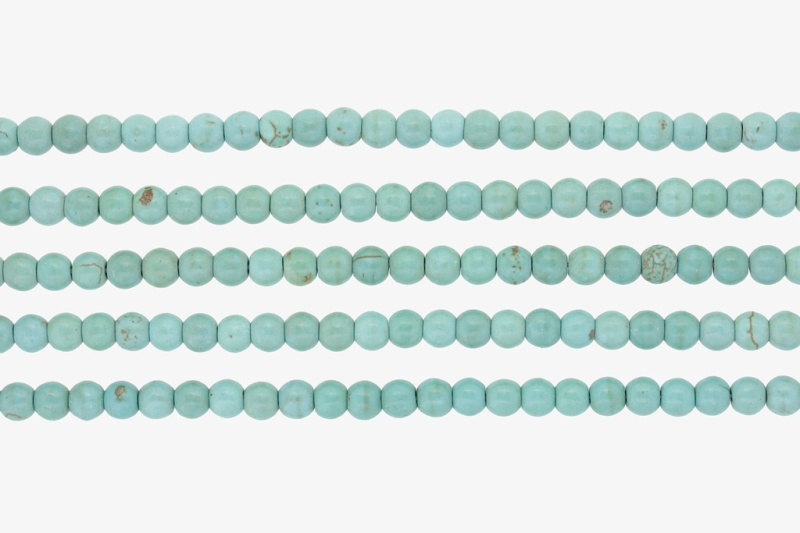 NATURAL STONE BEADS - TURQUOISE - 6mm - PACKAGE (5x64pcs.) Hole-1.0mm