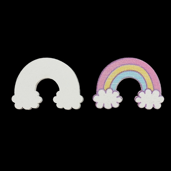 WOODEN FIGURES - BABIES - RAINBOW 01 - 24x18x6mm PINK - PACKAGE 50pcs. Hole-2.0mm