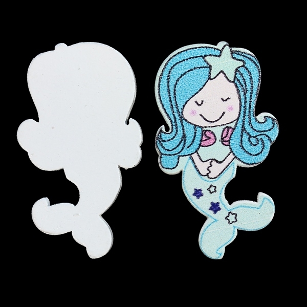 WOODEN FIGURES - BABIES - MERMAID 01 - 23x41x6mm BLUE - PACKAGE 50pcs. Hole-2.0mm