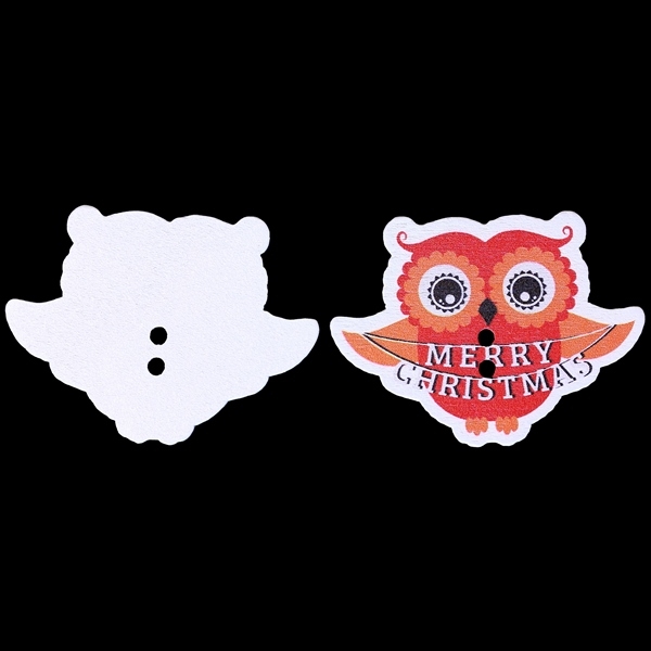 WOODEN FIGURES - CHRISTMAS - BUTTON TYPE - OWL 04 - 37x28x2mm RED - 10 pcs. Hole-2x2.0mm