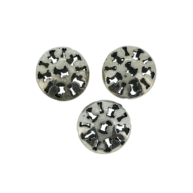 METAL BEADS - BONIBON WITH SLITS - 16x8mm NICKEL - 4pcs. Hole-4x1.2mm