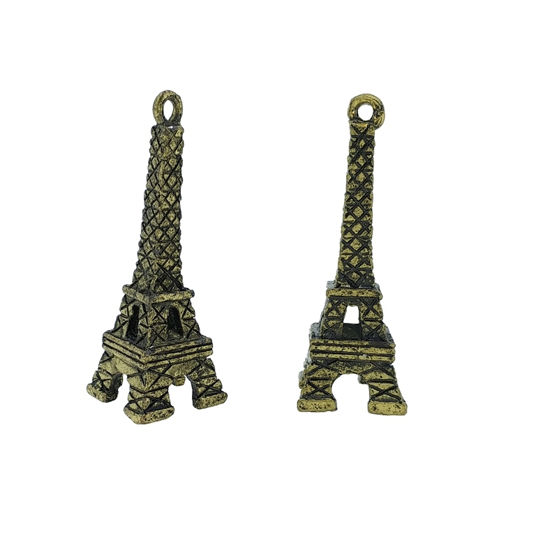 METAL BEADS - PENDANT - EIFFEL TOWER 02 - 14x41x13mm ANTIQUE BRONZE - 1pc. Hole-2.0mm